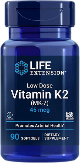 Life Extension Low Dose Vitamin K2 Βιταμίνη για την Υγεία των Οστών 45mcg 90 μαλακές κάψουλες