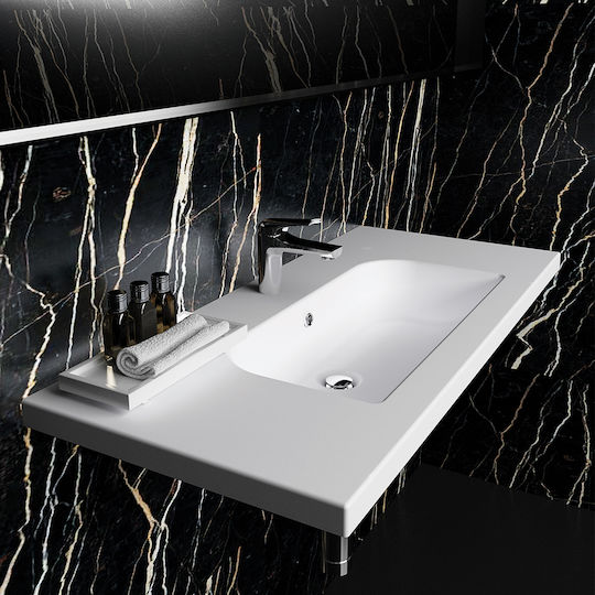 Tecla Wall Mounted Wall-mounted / Countertop Sink Porcelain 80x45x3.5cm White