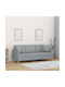 Canapea Cu Trei Locuri Gri Deschis Cu Perne Decorative 198x77x80cm