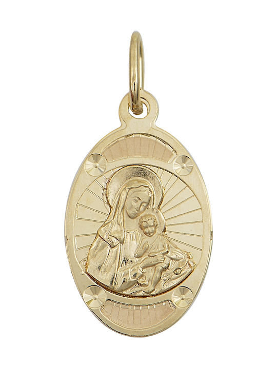 Koumian Pendant Kids Talisman with Virgin Mary from Gold 14K ΚΦ21