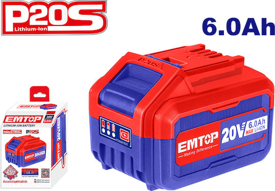 Emtop Μπαταρία Εργαλείου Λιθίου 20V με Χωρητικότητα 6Ah