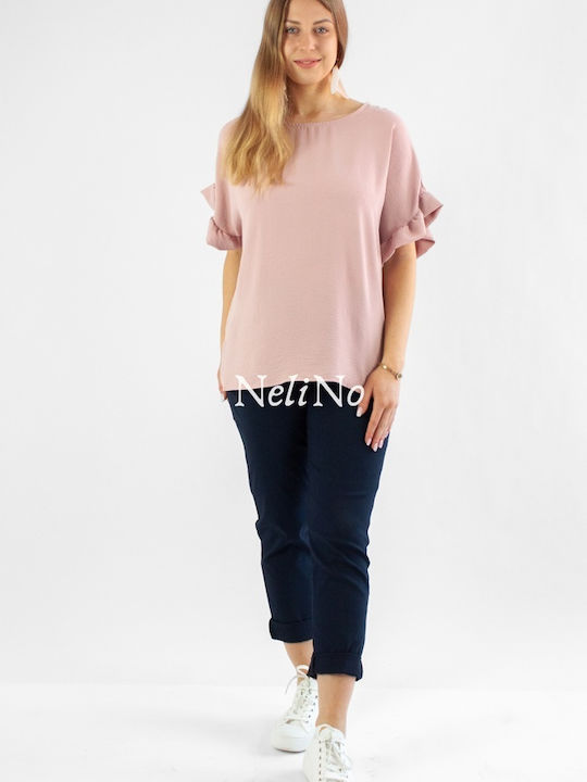 Brak Damen Bluse Kurzärmelig Rosa