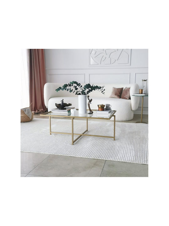 Rectangular Glass Coffee Table Gold L94xW64xH35cm