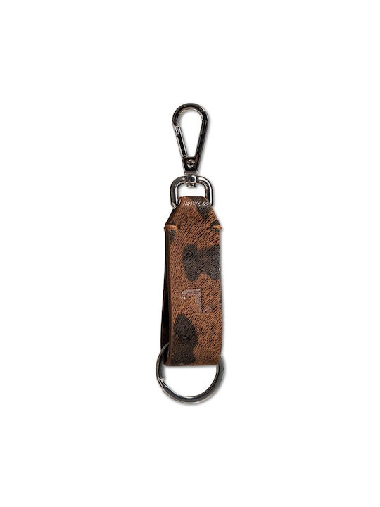 7.Dots Keychain Leather Brown