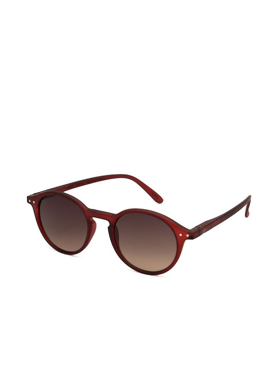 Izipizi Sun Sunglasses with Burgundy Plastic Frame and Brown Gradient Lens D