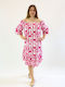 Brak Liza Summer Midi Dress with Ruffle Fuchsia