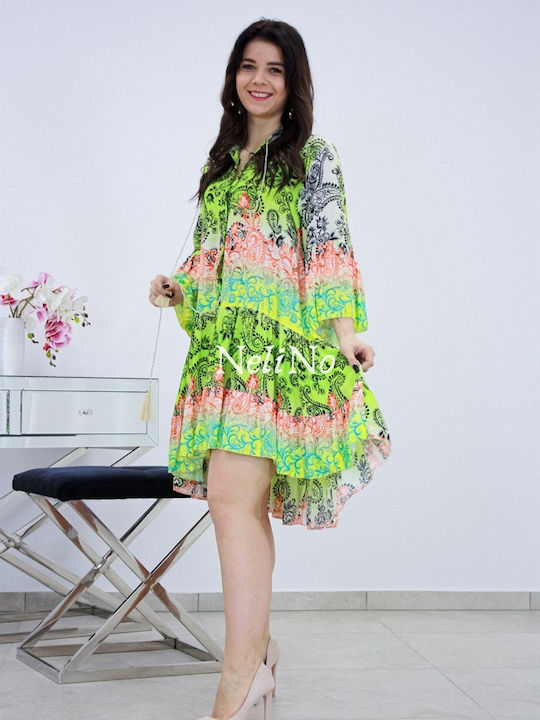 Brak Annette Summer Mini Shirt Dress Dress with Ruffle Green