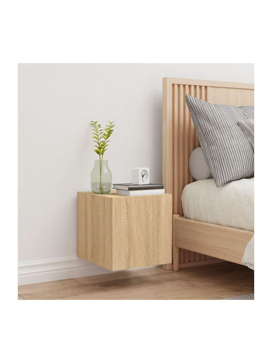 Wall Living Room Display Cabinet made of Particleboard with Glass & Lighting Sonoma Oak 30.5x35x30cm
