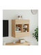Wall Living Room Display Cabinet made of Particleboard with Glass & Lighting Sonoma Oak 58.5x30x60.5cm