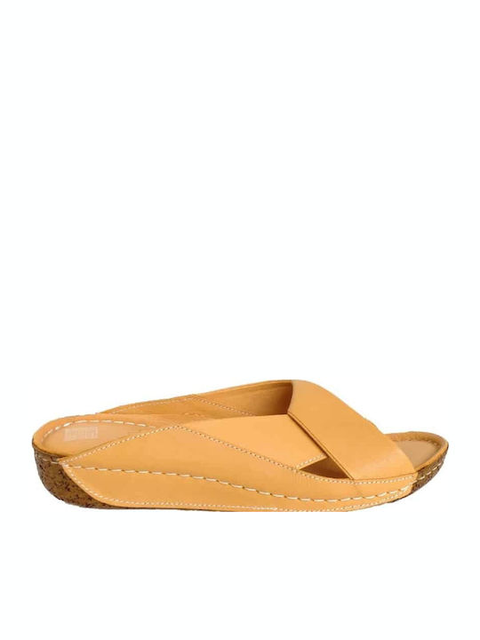 Gotsi Anatomic Δερμάτινα Ανατομικά Σανδάλια Κίτρινα