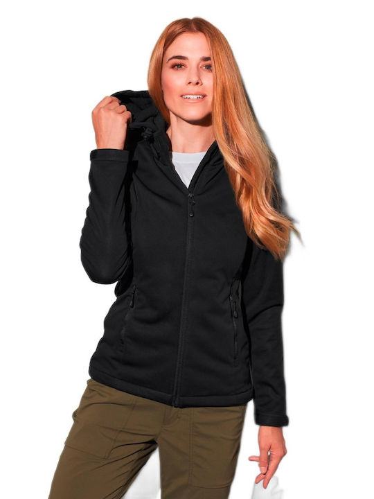 Stedman Women's Short Sports Softshell Jacket Waterproof and Windproof for Winter Black Opal
