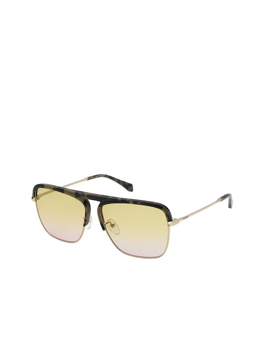 Zadig & Voltaire Men's Sunglasses with Brown Tartaruga Frame and Yellow Gradient Lens SZV321 300K