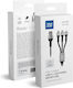 Blue Star Плетена USB към Lightning / Type-C / micro USB Кабел 3Спецификация Черен 1.2м (594886)