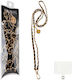 Volte-Tel Chain Neck Strap for Mobile Phones Black Leather-Gold Metal