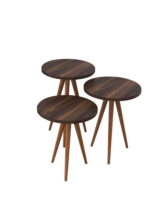 Bisi Round Solid Wood Side Table Walnut L33.5xW33.5xH52cm