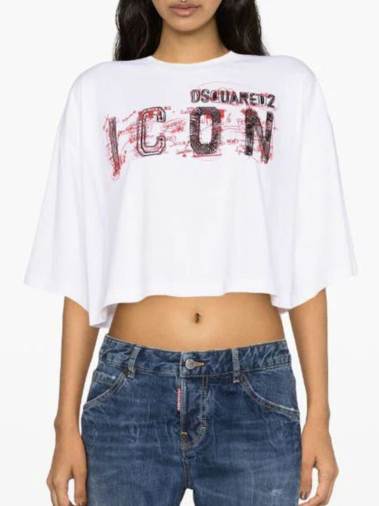 Dsquared2 Γυναικείο Crop T-shirt Άσπρο.