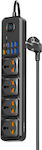 Moxom Power Strip with Surge Protection with Switch and USB Black