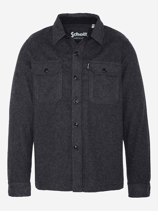 Schott Men's Shirt Long-sleeved Anthracite