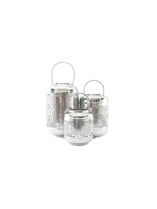 Tabletop Metallic Lantern Silver 20x26cm