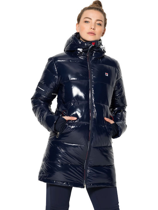 Sakura Puffer Κοντό Γυναικείο Puffer Μπουφάν Αδιάβροχο και Αντιανεμικό για Χειμώνα Navy Μπλε