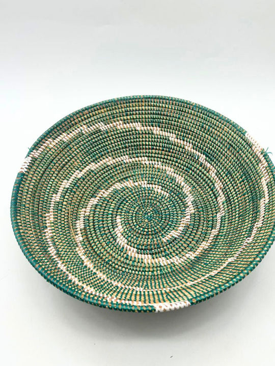 Fruit Bowl Wicker Green 40x40x10cm