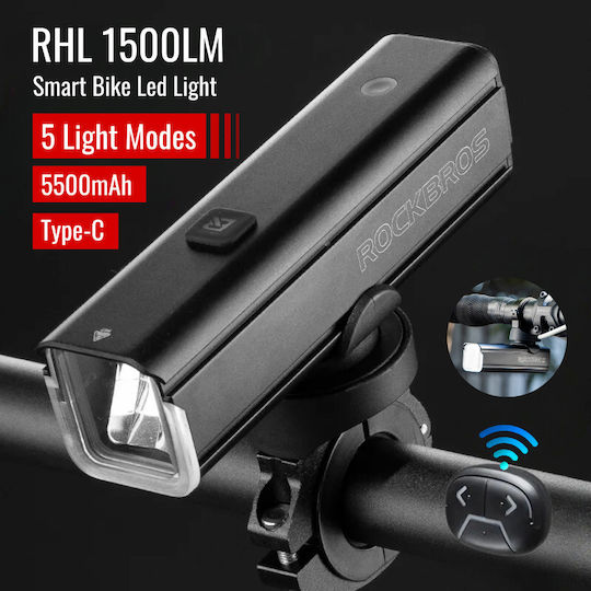 Rockbros ROCKBROS-RHL-1500 Επαναφορτιζόμενο Εμπρόσθιο Φως Ποδηλάτου Για Δυναμό