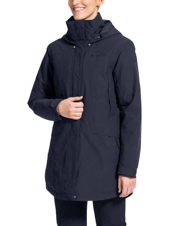 Vaude Women's Short Parka Jacket Waterproof for Winter with Hood Black