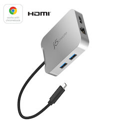 J5 Create USB-C Docking Station με HDMI 4K PD Ethernet (JCD391-N)