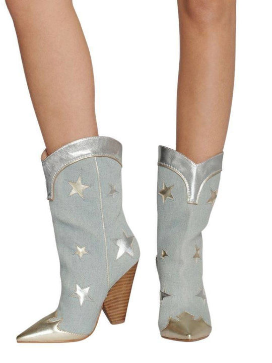 Liu Jo Guenda Leather Women's Boots Cowboy Light Blue