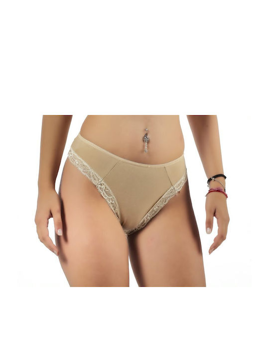 Cherry Underwear Baumwolle Damen Slip mit Spitze Weiß