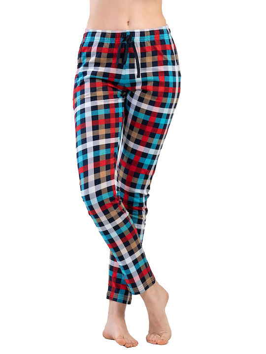 Vienetta Secret Winter Baumwolle Damen Pyjama-Hose Colorful. Vienetta
