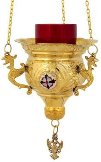 IconsGR Εκκλησιαστικό Κρεμαστό Καντήλι Μεταλλικό Επίχρυσο Μπρούτζινο 231G