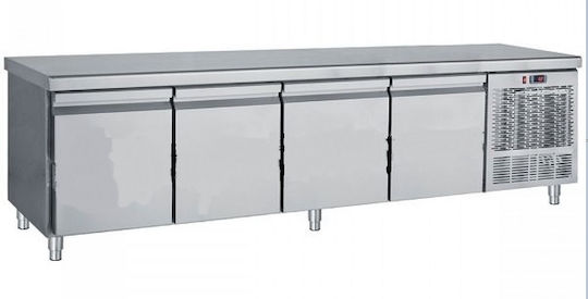Bambas Frost Ανοξείδωτο Ψυγείο Πάγκος 500lt με 4 Πόρτες και Ψυκτικό Μηχάνημα 0/+10°C Π239xΒ70xΥ68cm