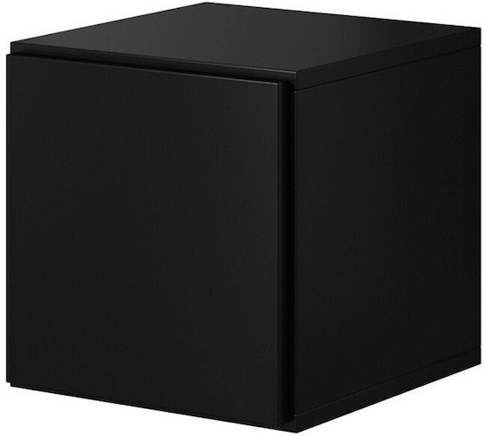 Roco RO5 Dulap Suspendat pentru Sufragerie din Placă Aglomerată Neagră cu Iluminare LED 37x37x39cm