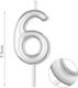 Geburtstagskerze Nummer "6" in Silber Farbe