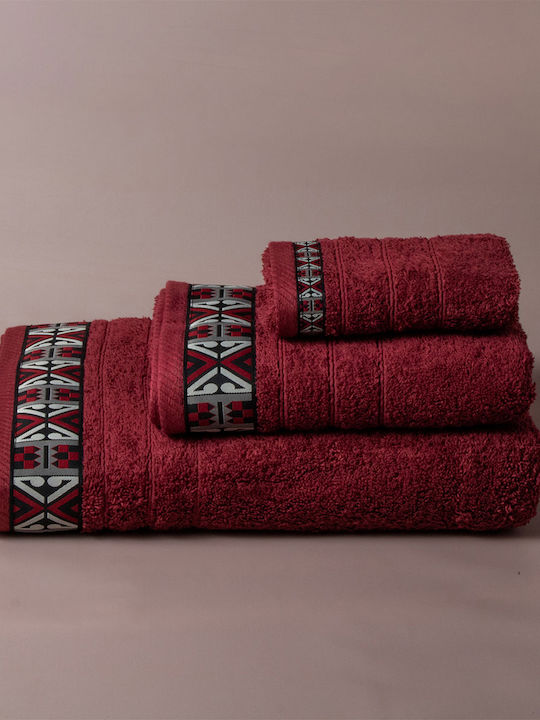 White Fabric Facecloth Perrin 50x90cm Burgundy ...