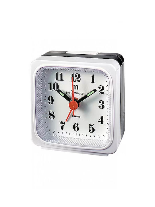 Justaminute Tischuhr mit Wecker Weiß U5303B