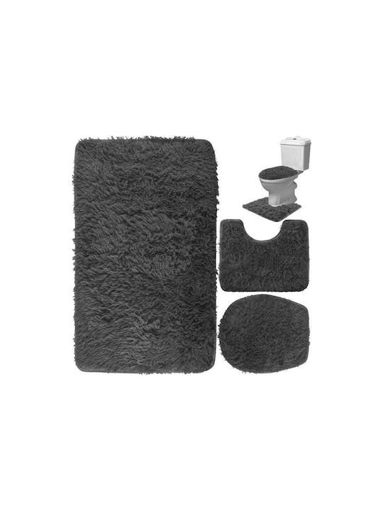 Ruhhy Non-Slip Bath Mats Set Toilet 22061 Gray 3pcs