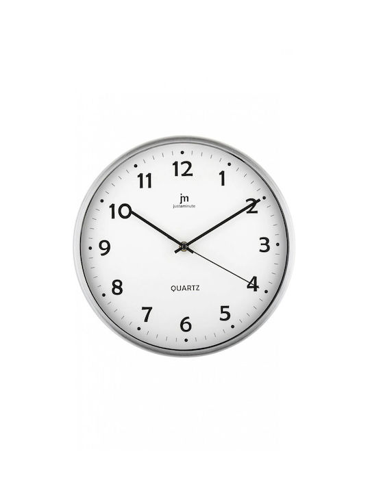 Justaminute Wall Clock Metallic Silver-White Ø30cm