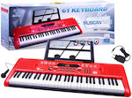 Keyboard 61KL with 61 Keys with Music Stand Red