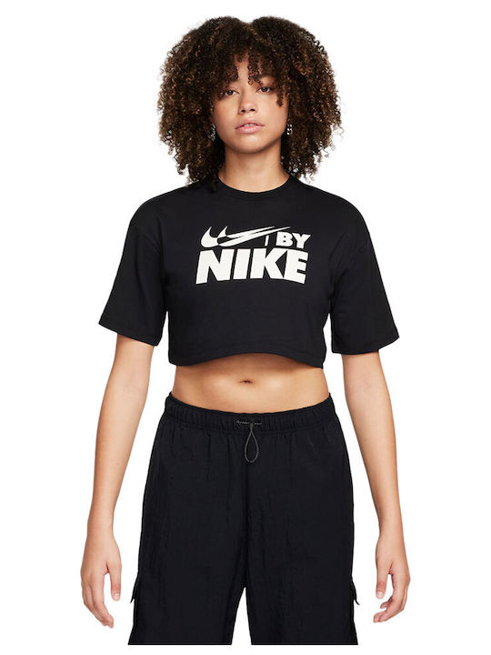 Nike Γυναικείο Αθλητικό Crop T-shirt Μαύρο