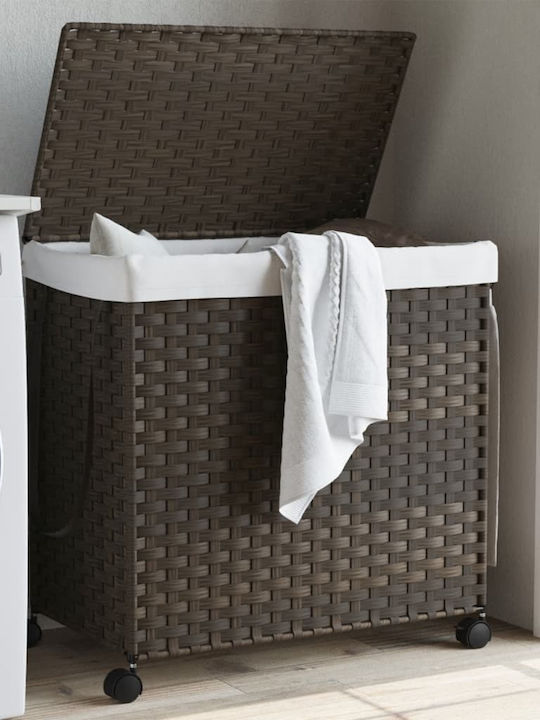 vidaXL Laundry Basket Fabric Folding with Cap 60x35x60.5cm Brown