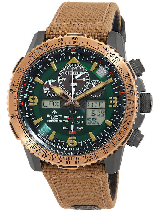 Skyhawk Perpetual Мъжки Часовник 46mm Хронограф На Батерия С Кафяв Текстилен Каишка