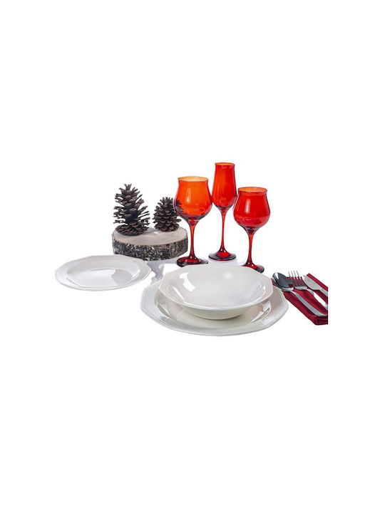 Max Home Wavy Red Set of Glasses Water made of Glass in Red Color Stemmed 370ml 6pcs
