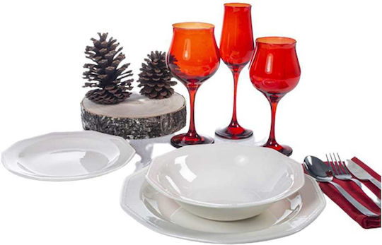 Max Home Wavy Red Set of Glasses Water made of Glass in Red Color Stemmed 370ml 6pcs