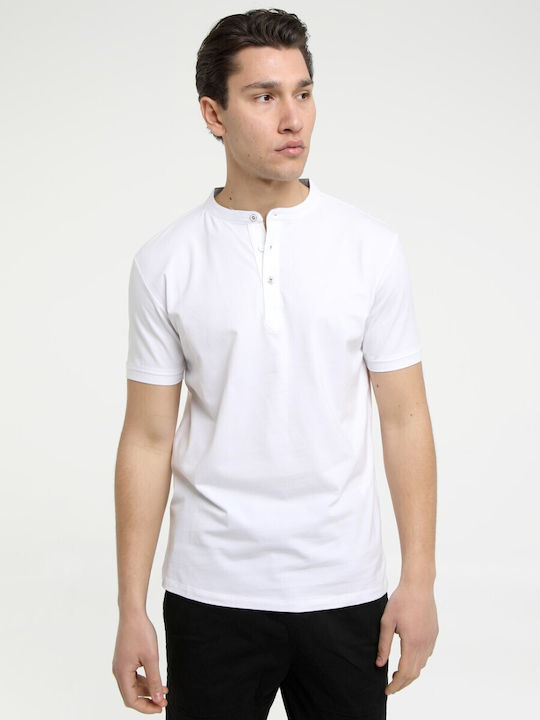 Yolofashion Men's Short Sleeve Blouse Polo White