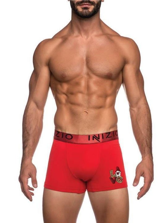 Inizio Men's Boxer Red with Patterns