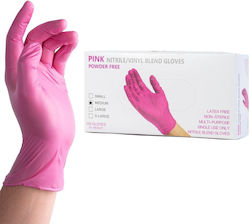 Nitrile Examination Gloves Powder Free Pink 100pcs