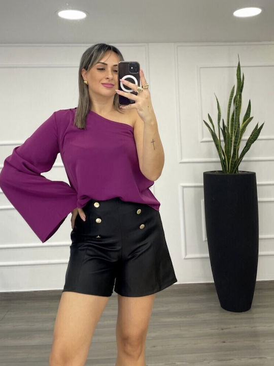 Voice Femei Piele Pantaloni scurți Negru