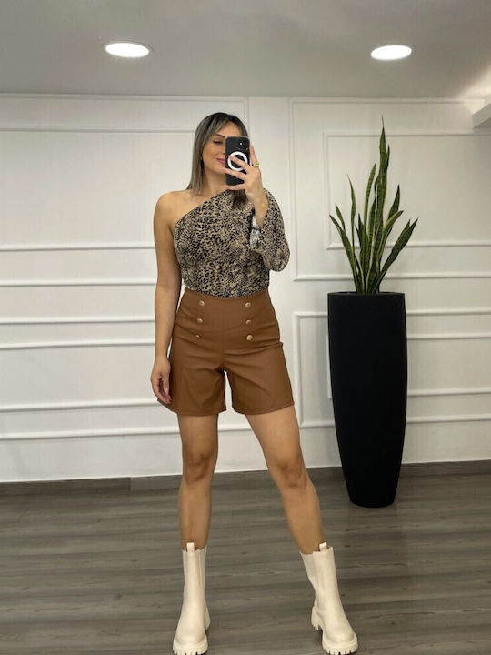 Voice Femei Piele Pantaloni scurți Camel